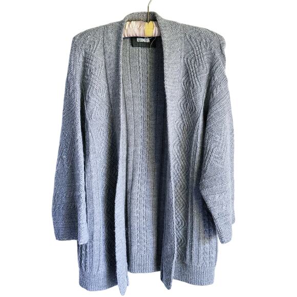 Reformation Chamonix 100% Alpaca Open Front Cardigan Chunky Knit Gray Small Fall - Picture 3 of 7
